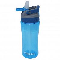 Пластиковая бутылка Woben с поилкой, голубая, 500 мл
